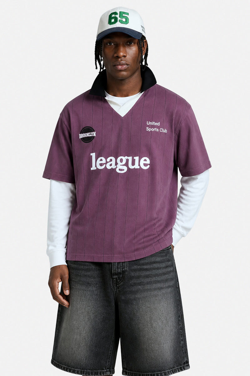 League Stripes Oversized Polo T-Shirt