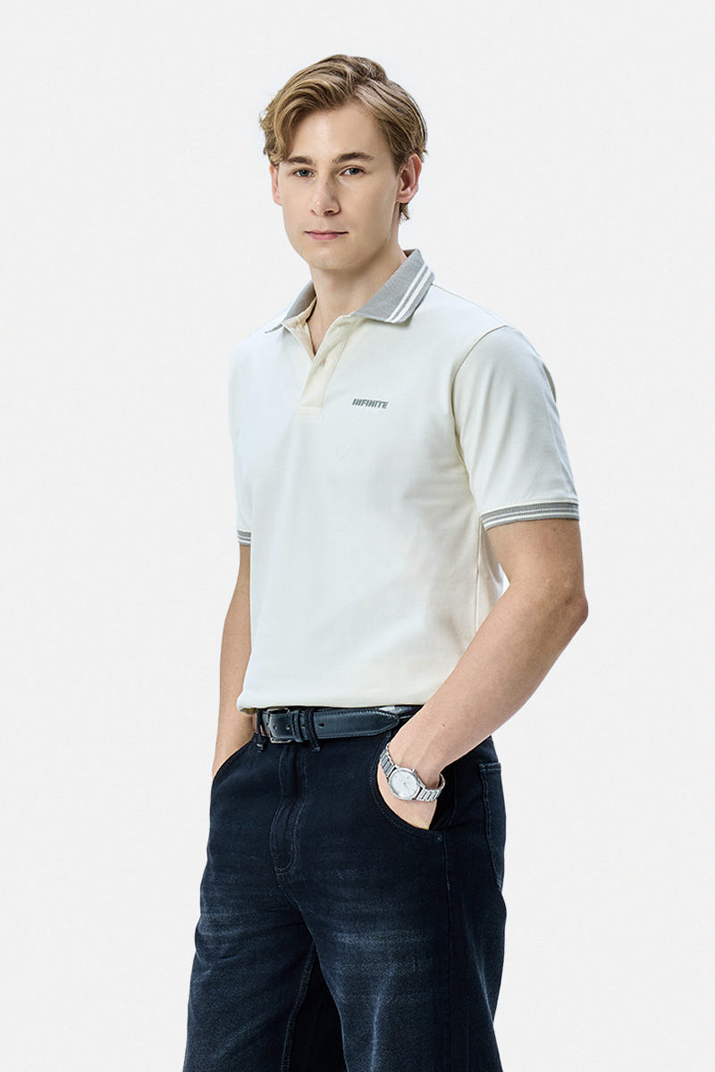 Regular FIt Stretch Contrast Collar Polo T-Shirt