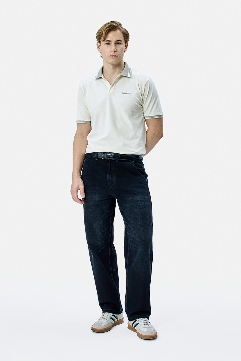 Regular FIt Stretch Contrast Collar Polo T-Shirt