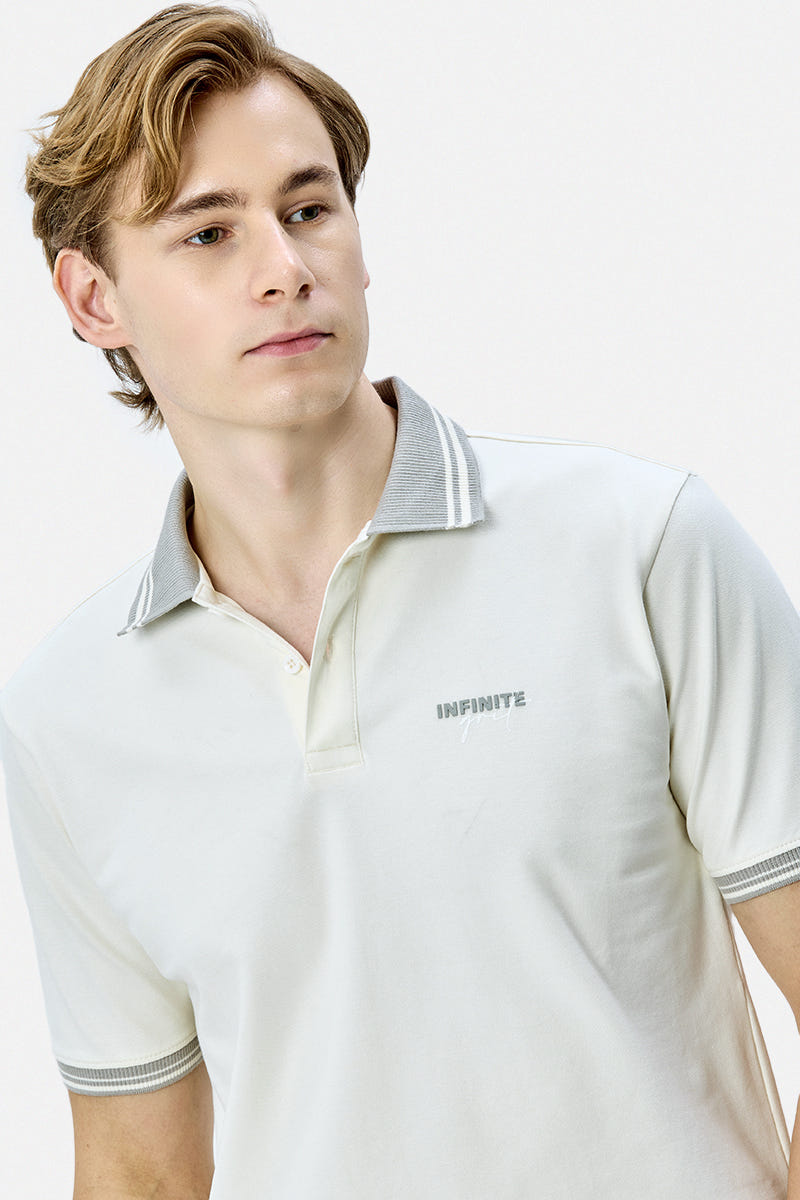 Regular FIt Stretch Contrast Collar Polo T-Shirt