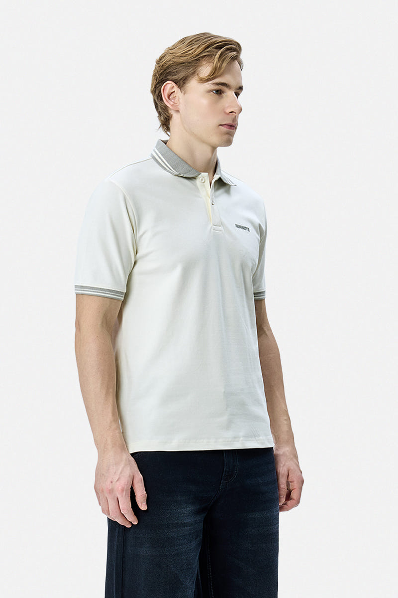 Regular FIt Stretch Contrast Collar Polo T-Shirt