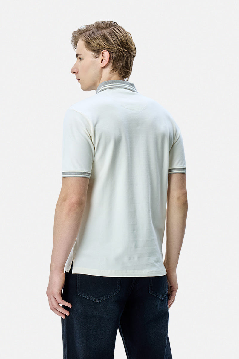 Regular FIt Stretch Contrast Collar Polo T-Shirt
