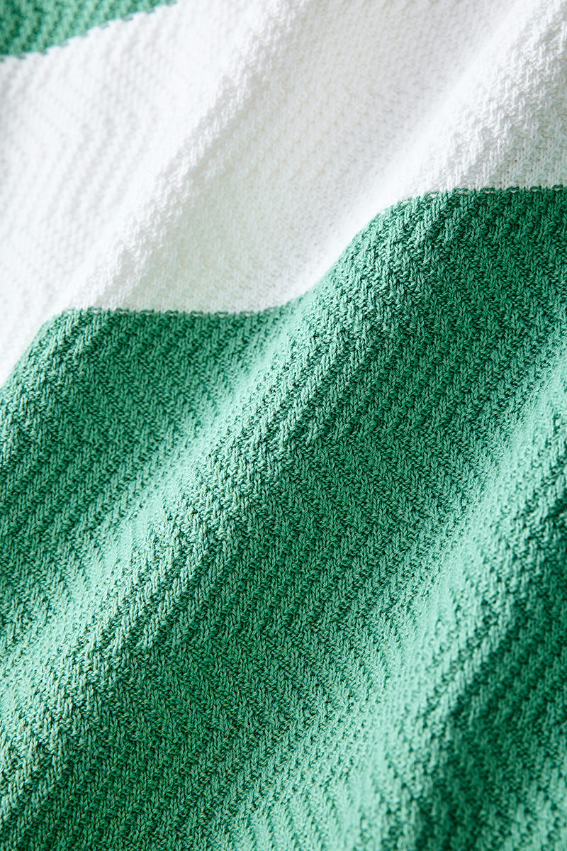 Textured Stripes Flat Knit Polo T-Shirt